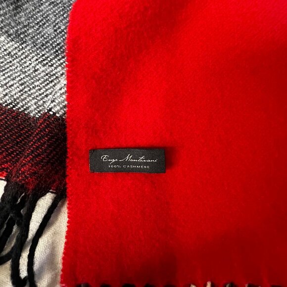 Enzo Mantovani 100% Cashmere Scarves Red /Black/Gray  Soft Luxurious Warm Fringe - Picture 6 of 14